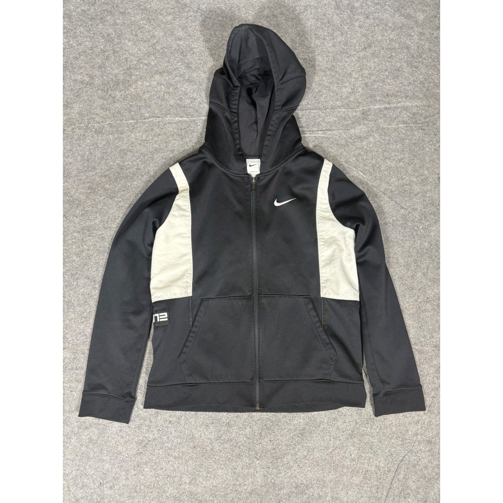 Nike Elite Therma-FIT‎ Full Zip Hoodie Black White Kids XL DD8873-010
